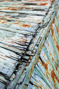Structure and color on the roof of a mountain hut Structure and color on the roof of a mountain hut